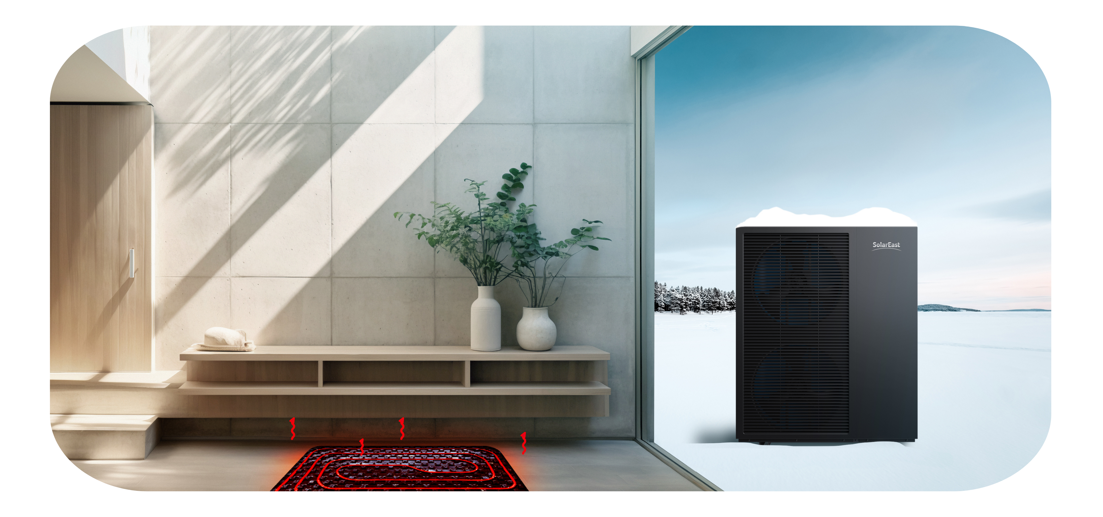 Heat pumps underfloor heating system in a modern home Heat pumps underfloor heating system in a modern home