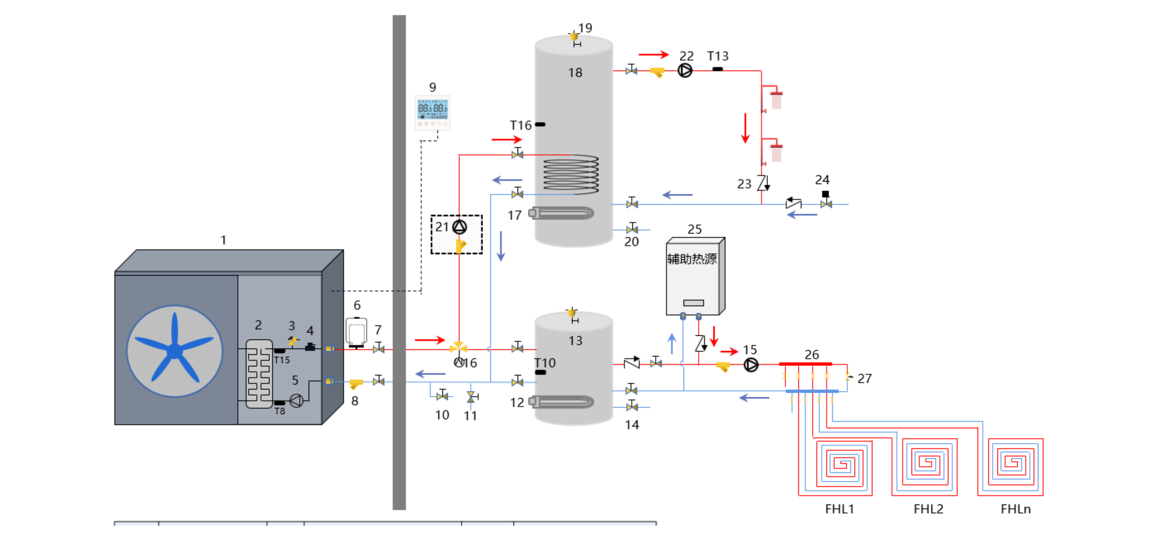 Space Heating Heat Pump Installation Diagram