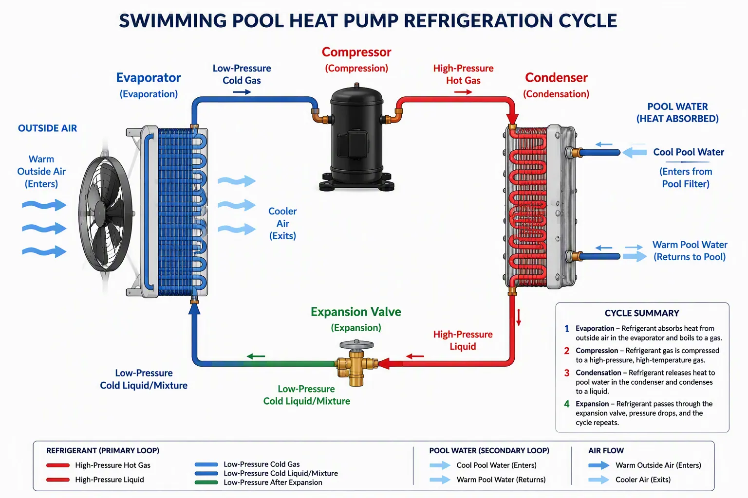 Step-by-Step Heat Pump Refrigeration Cycle