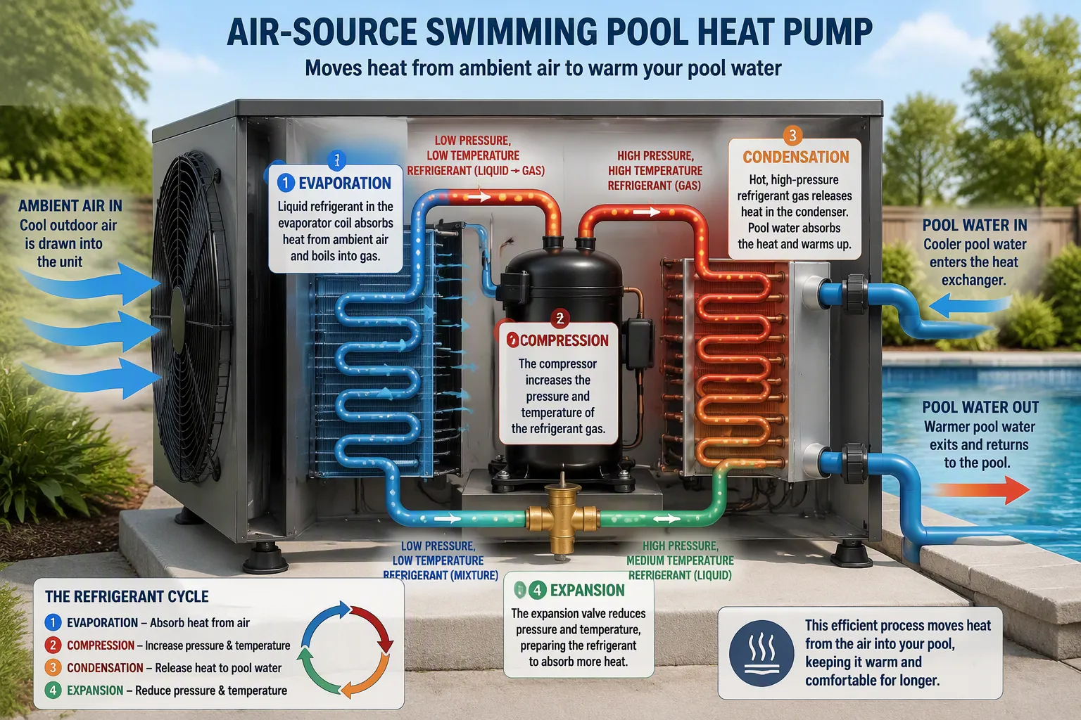 How Swimming Pool Heat Pumps Work: Heat Transfer Basics